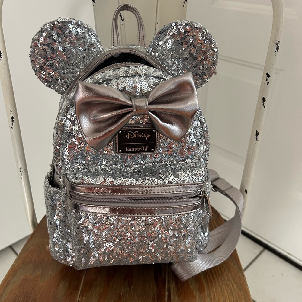 Gently Used Disney Silver Sequined Loungefly